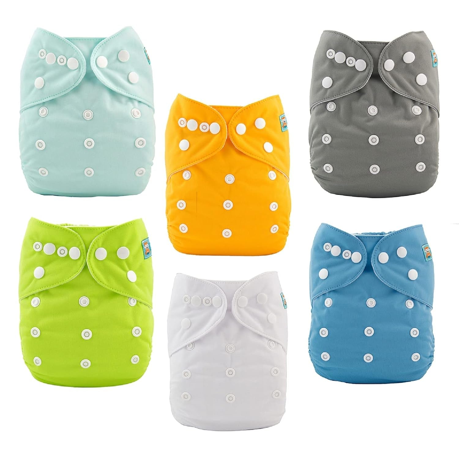 Baby Cloth Diaper 6 Pack with 12 Inserts One Size Cloth Diaper Covers Adjustable Washable Reusable for Baby Girls and Boys