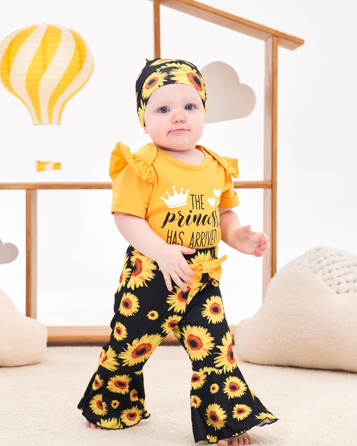 Newborn Baby Girl Clothes Outfits Infant Clothing Ruffle Romper Top Floral Pants Outfit Sets for Baby Girls 0-18M