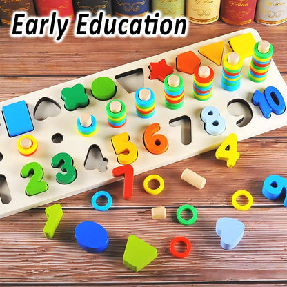 ™ Montessori Educational Wooden Toys for Kids Toddler Number Puzzles Sorter Counting Shape Stacker Stacking Game Preschool Math Blocks Toys Gifts for Boy Girl Birthdays Christmas Holidays