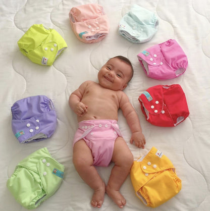 Baby Cloth Diaper 6 Pack with 12 Inserts One Size Cloth Diaper Covers Adjustable Washable Reusable for Baby Girls and Boys