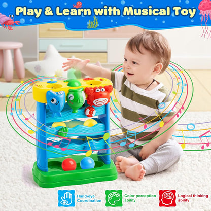 Musical Toys for 1, 2 Years Old Boys & Girls, Feeding Interactive Toys Gifts for Baby 6-12, 12-18 Months, Montessori Education Toys, Perfect Toddler Christmas Birthday Gifts