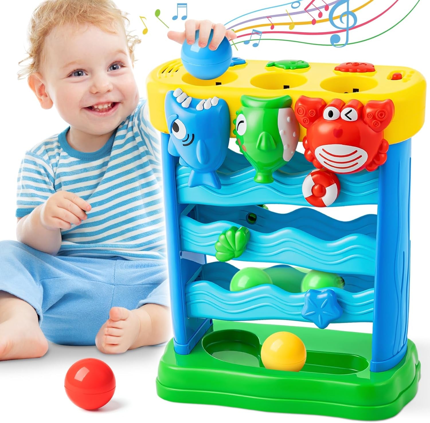 Musical Toys for 1, 2 Years Old Boys & Girls, Feeding Interactive Toys Gifts for Baby 6-12, 12-18 Months, Montessori Education Toys, Perfect Toddler Christmas Birthday Gifts