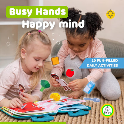 Montessori Busy Book for Toddlers - Daily Activity Quiet Book with 10 Pages Preschool Learning Activities for Fine Motor Skills Boys and Girls, Sensory Activities for 3 Years, Birthday Gifts Toys