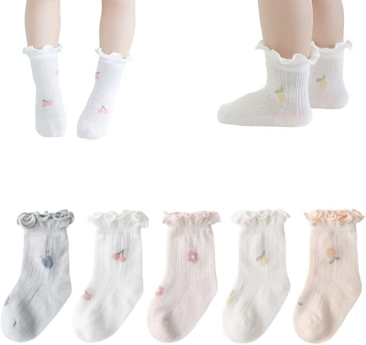 Baby Toddler Girls Ruffle Socks Girl'S Frilly Dress Baby Summer Mesh Solid Crew Socks