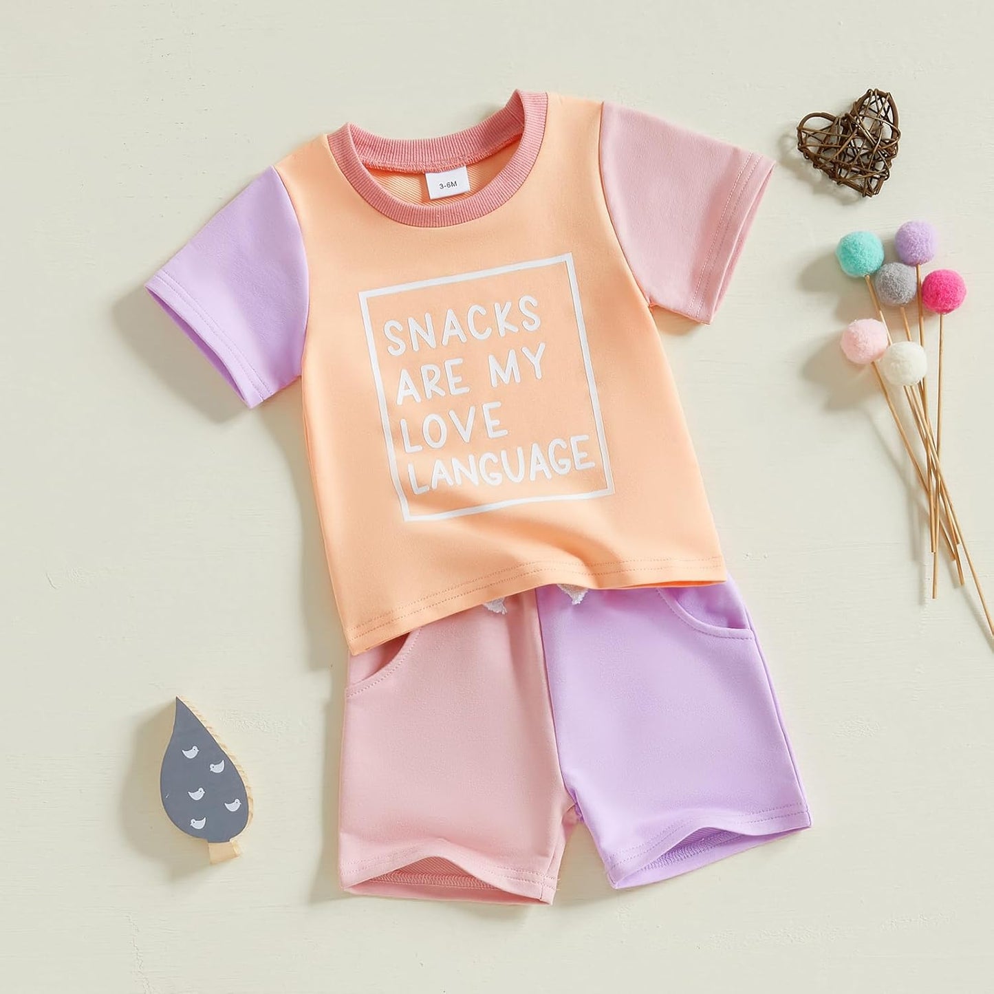 Toddler Baby Girl Summer Clothes Short Sleeve Letter T Shirt Tops and Stretch Casual Shorts Infant Outfit