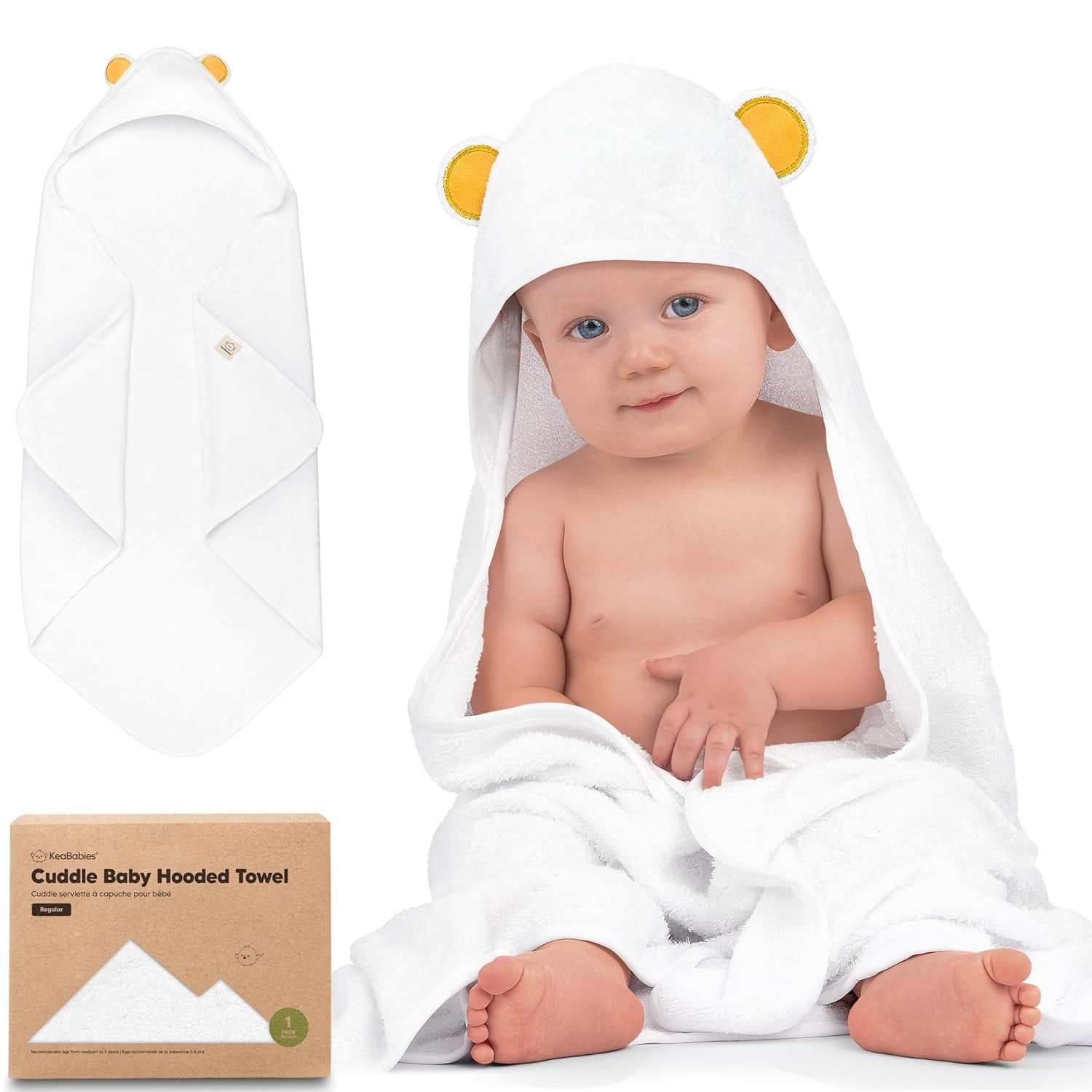 Hooded Baby Towel for Newborn - Viscose Derived from Bamboo Large Baby Bath Towels with Hood for Boys, Girls, Toddler, Extra Absorbent & Soft Newborn Bath Essentials (Bear)