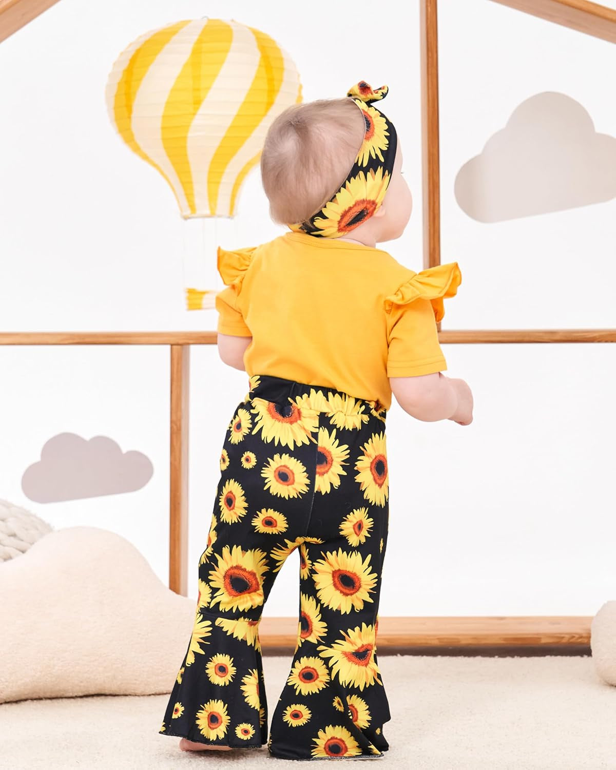 Newborn Baby Girl Clothes Outfits Infant Clothing Ruffle Romper Top Floral Pants Outfit Sets for Baby Girls 0-18M