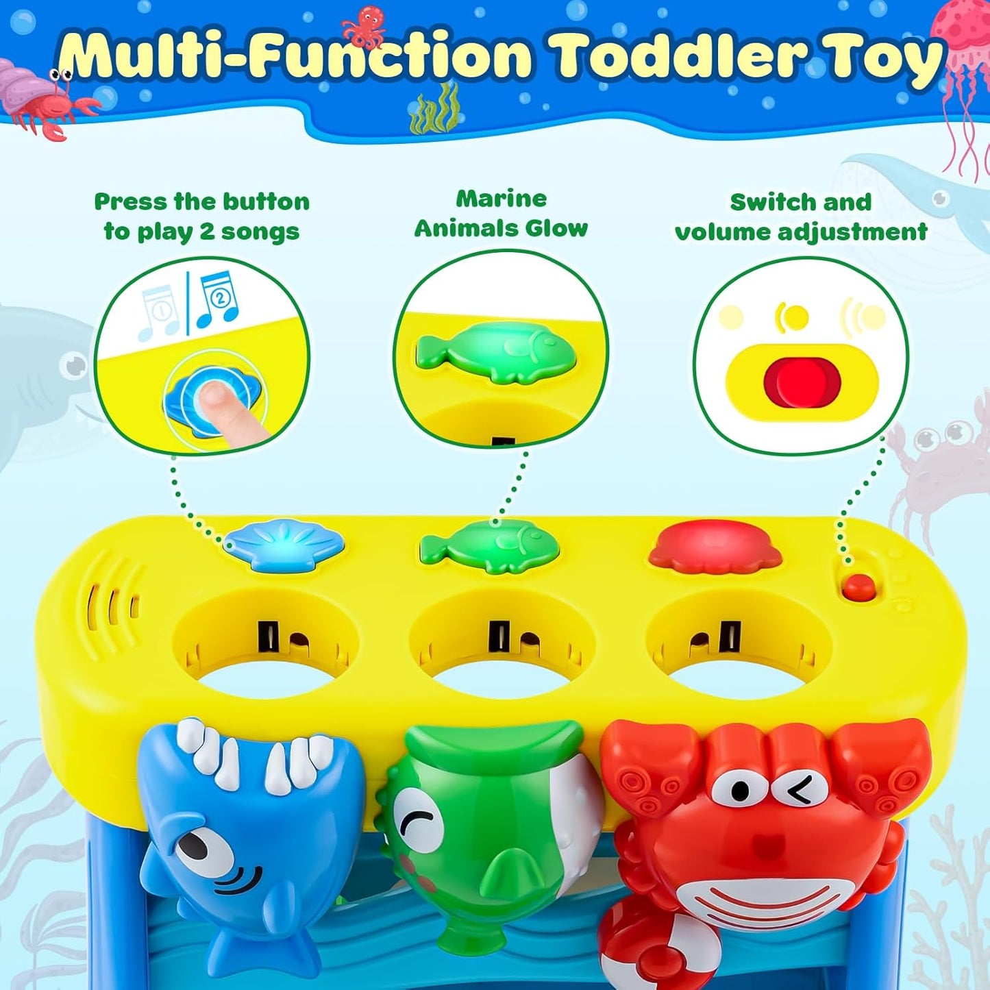 Musical Toys for 1, 2 Years Old Boys & Girls, Feeding Interactive Toys Gifts for Baby 6-12, 12-18 Months, Montessori Education Toys, Perfect Toddler Christmas Birthday Gifts