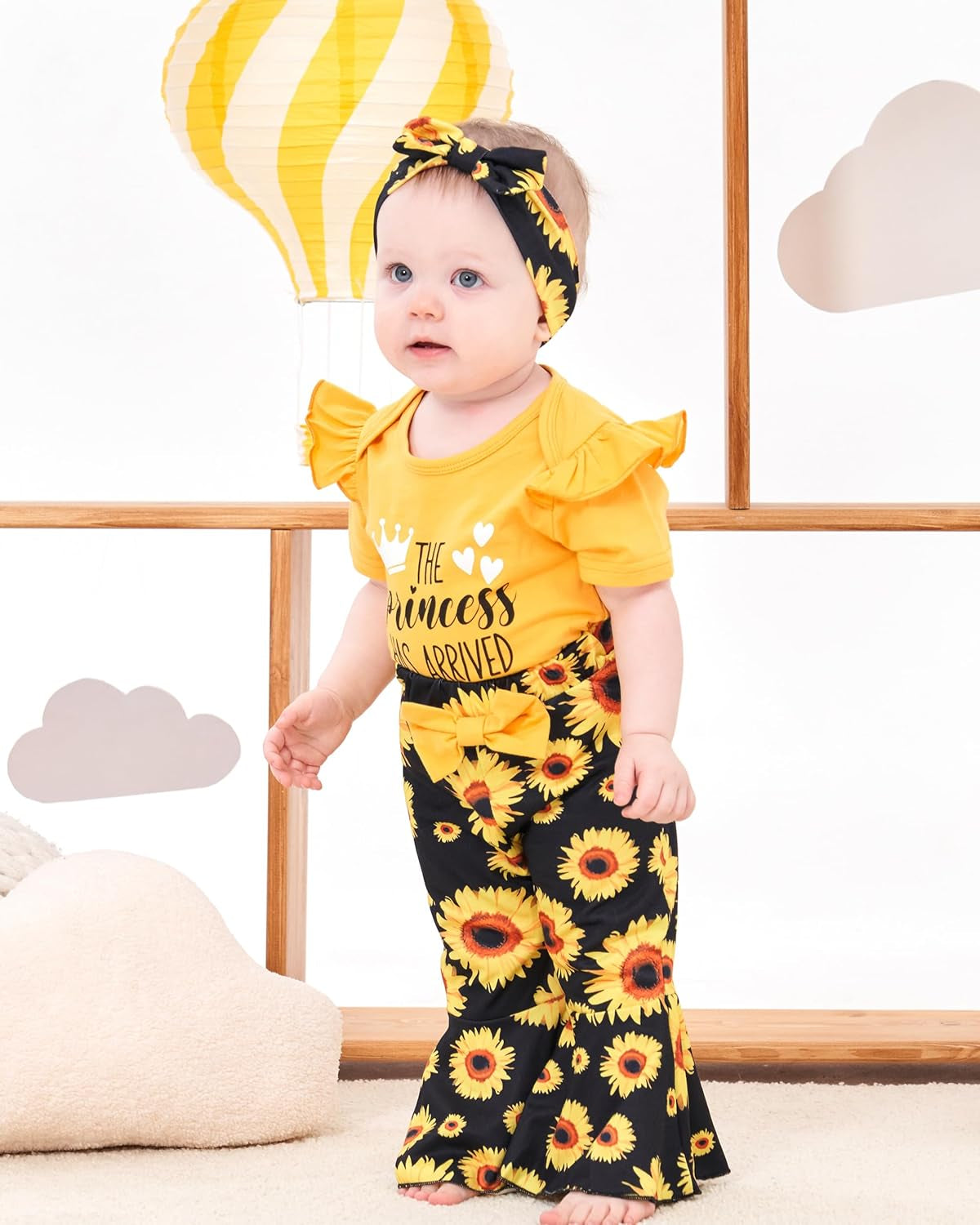 Newborn Baby Girl Clothes Outfits Infant Clothing Ruffle Romper Top Floral Pants Outfit Sets for Baby Girls 0-18M