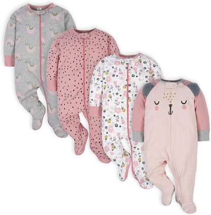 Baby Girls' 4 Pack Sleep 'N Play Footie