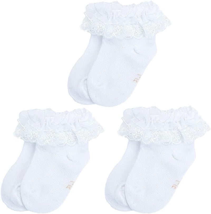 Baby Girls Princess Frilly Lace Ruffle Socks 3 Pack Months