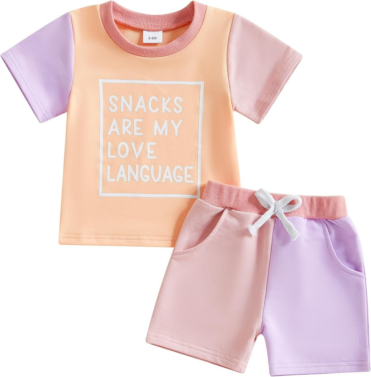 Toddler Baby Girl Summer Clothes Short Sleeve Letter T Shirt Tops and Stretch Casual Shorts Infant Outfit