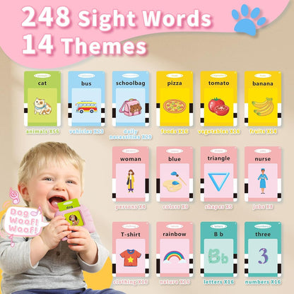 Toddler Toys Talking Flash Cards for 2 3 4 5 6 Year Old Boys and Girls, Autism Sensory Toys for Autistic Children, Learning Educational Montessori Speech Therapy 248 Sight Words Kids Gifts