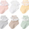 6 Pairs Baby Girls Socks Newborn Ruffle Lace Socks Princess Frilly Knit Cotton Socks