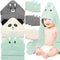 12 PCS Baby Towels, 3 PCS Soft Hooded Baby Towels & 9 PCS Washcloths, Baby Bath Towels for Newborns, Infants & Toddlers- Ultra Absorbent, Cute Baby Towel Gift for Boys & Girls