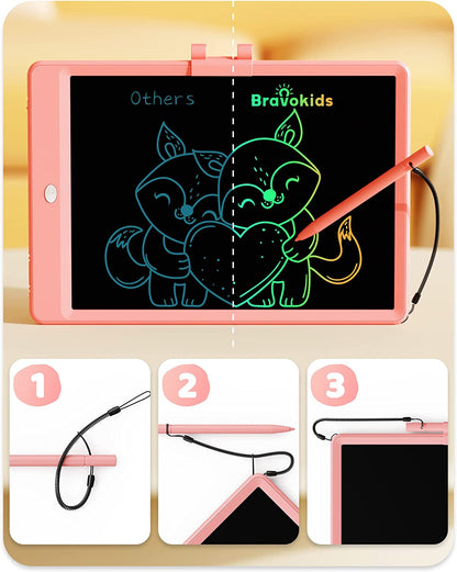 10 Inch LCD Writing Tablet for 3-8 Year Olds - Electronic Drawing Pad and Doodle Board as Educational Birthday Gifts for Girls and Boys (Pink)