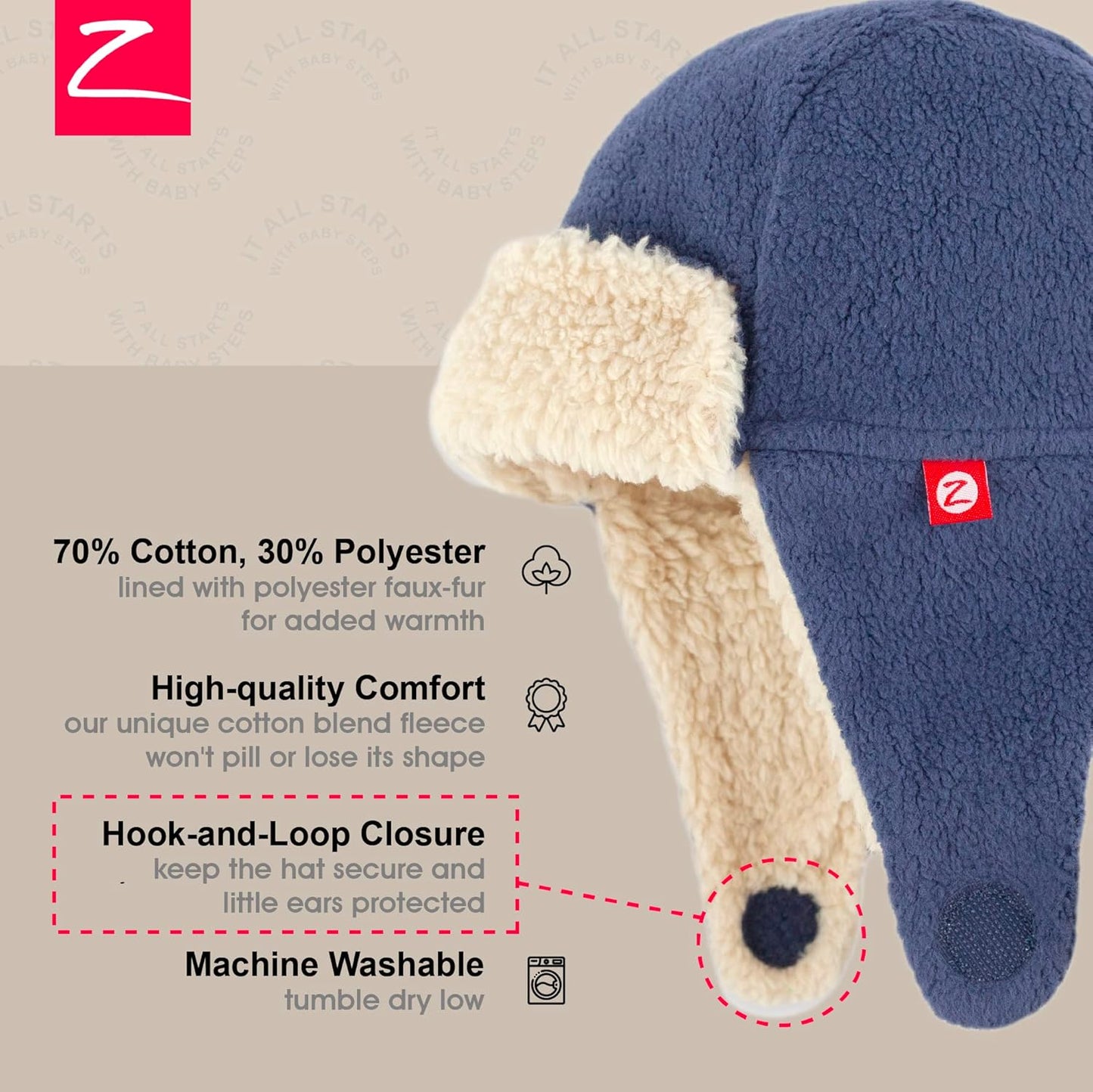 Cozie Fleece Unisex Toddler and Baby Trapper Hat, Cold-Weather Hat for Little Boys and Girls